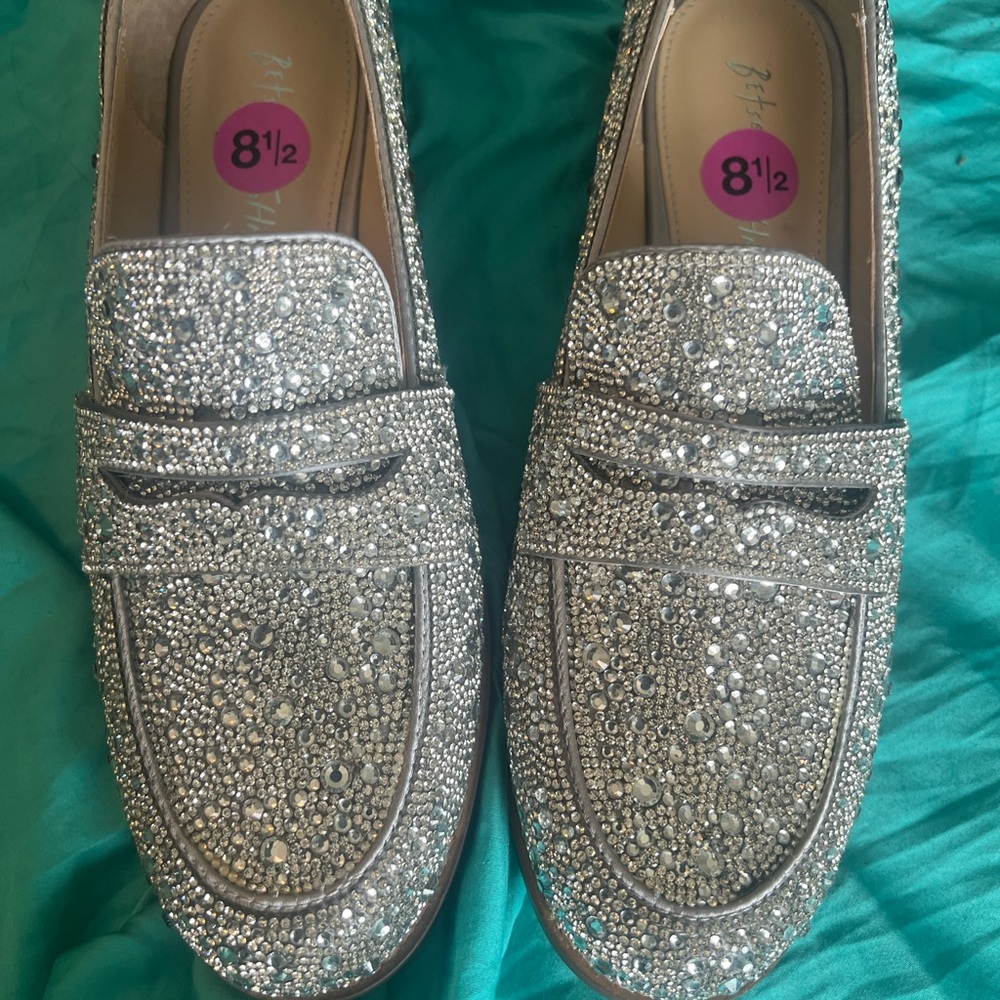 Betsey Johnson Women Glittering Rhinestone Loafers